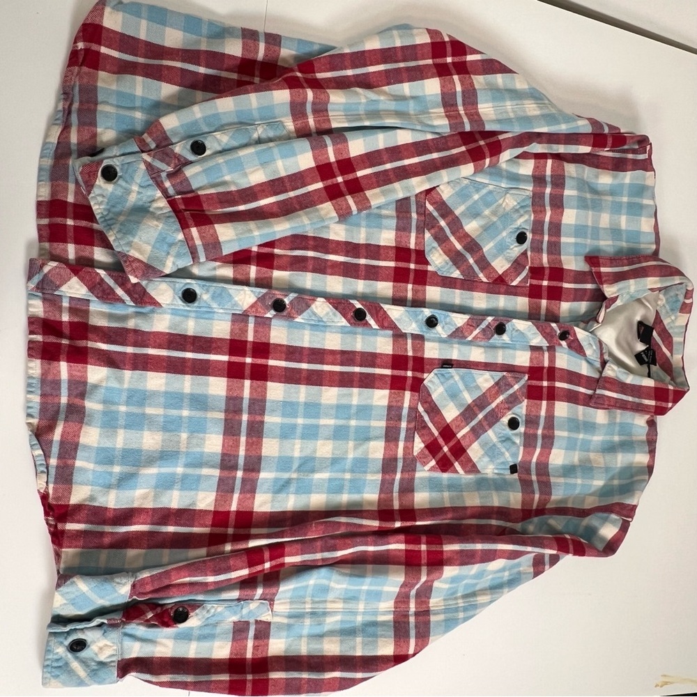 Men's Large Element Red & Blue Plaid Flannel Shirt - Classic Fit, Cotton Blend